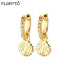 Silver Needle Gold-color Hoop Earrings for Women Shell Pendants Earrings Jewelry Gifts - Image 7