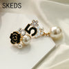 Skeds Korean Style 5 Numbers Pearl Crystal Flower Earrings For Women Camellia Elegant Lady Party Jewelry Ear Rings - Image 1