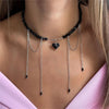 Punk Fringe Zircon Heart-Shaped Pendant Necklace for Women, Bohemian Geometric Baroque Black Crystal Chain Jewelry - Image 1