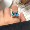 Cute Silver Color Alloy Cat Ring Cat Eye Opening Adjustable Ring For Women Jewelry Accessories Gift - Image 1