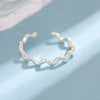 Twisted Line Silver Smooth Wave Simple Opening Rings - Image 2