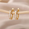 Cubic Zirconic U Shape Earrings for Women Stainelss Steel Earrings Piercing Earring Jewelry Gift - Image 1