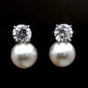 Dainty Women Imitation Pearl Stud Earrings Silver Color Eternity Wedding Earrings Daily Wear Temperament Elegant Jewelry - Image 1