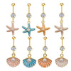 Stainless Steel Belly Button Ring Butterfly Pearl Shell Colorful Starfish Belly Button Ring Body Piercing Jewelry - Image 1