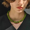 Green Stone Round Beads Necklace French Jewelry For Girls Women's Sexy Collarbone Chain Accessories - Image 3