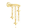 1PC Silver Eight-pointed Star CZ Piercing Earring For Women Tassel Chain Stud Earring Party Jewelry - Image 29