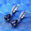 Copper Women Drop Earrings Blue Droplet Like Dangle Earring Blue Gemstone Earrings Women - Image 3