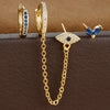 Three Piece Evil Eye Hoop Earring Set with Blue Stone Accents - Image 14