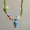 Colorful Ceramic Fish and Starfish Bead Choker Necklace - Image 32