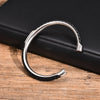 Mens Bangle,Black PU Leather Cuff Bracelets, Adjustable Open Stainless Steel Bracelet Gift - Image 5