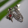 Stainless Steel Red Zircon Wing Chain Piercing Earring for Women Men Gothic Silver Color Rivet Ear Bone Nail Earring Y2K Jewelry - Image 6