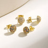Paved Cubic Zirconia Round Stud Earrings For Women Multicolor Crystal Ear Studs Light Wedding Party Jewelry Gifts - Image 3