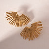 Gold Plated Stainless Steel Hollow Wing Fan-shaped Earrings Light Chunky Pendant Earrings For Women Ear Jewelry - Image 3