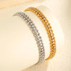 Stainless Steel Double Row Olive Bead White Zircon Bracelet for Women,Gold Color Tennis Chain Bracelets,Classic Jewelry Gifts - Image 1