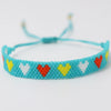 Adjustable Multicolor Heart Bead Bracelet with Woven Pattern - Image 44