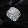 Wedding Bridal Jewelry 1-10 Row Cuff CZ Rhinestone Crystal Stretch Strand Bracelet Bangle - Image 1