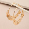 golden sequins metal tassel hoop earrings temperament earrings for women jewelry gift - Image 2