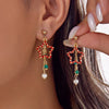 Asymmetric Christmas Tree Candy Cane Stud Earrings For Women Crystal Zircon Star Bowknot Xmas Earring Holiday Party Jewelry - Image 8