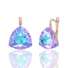 Big Colorful Stone Women's Frop Earrings Rose Gold Color Unique Jewelry Accessories - Image 5