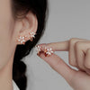 Cute Star Flower White Zircon Clip Earrings For Women Rose Gold Silver Color Non-piercing Ear Clips Wedding Jewelry Mothers Gift - Image 1