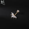 ZS 1 PC Gold Color 14G Stainless Steel Belly Ring Snake Heart Shiny CZ Crystal Navel Belly Button Rings Butterfly Navel Piercing - Image 3