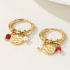 Yachan Gold Plated Stainless Steel Hoop Earrings for Women Tap Texture Metal Pearl Charms Earring Jewelry Gift - Image 4