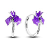 Colorful Cubic Zirconia Huggie Hoop Earrings in Flower Butterfly and Clover Designs - Image 25