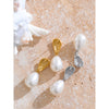 Pearl Drop Earrings with Geometric Metal Tops - Image 5