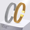 10mm Woven Mesh Stainless Steel Open Bangle for Men Women,Vintage Adjustable Cuff Bracelets - Image 1