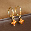 2PCS Zircon Flower Pendant Hoop Earrings for Women Simple Sweet Stainless Steel Earring Piercing Jewelry - Image 11