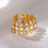 White Zircon Geometric Stainless Steel Rings For Women Gold Color Adjustable Wedding Aesthetic Ring Jewelry Gift Accessories - Image 4