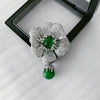Light Rhinestone Camellia Flower Green Gemstone Brooches For Women Plant Blossom Pins Jewelry Party Suit Gift - Image 2