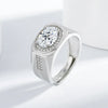 Men's Silver Ring, Oval Cut Gemstone Ring, Adjustable Cubic Zirconia Ring, Hip Hop Statement Jewelry Gift - Image 3