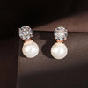Elegant Round Cubic Zirconia Imitation Pearl Necklace Earrings For Women Bridal Wedding Party Jewelry Gift - Image 11