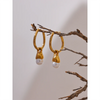 Removable Stainless Steel Geometric Imitation Pearls Drop Hoop Earrings Gold Color Elegant Daily Jewelry for Women - Image 6