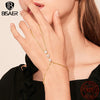 Bisaer Silver Finger Ring Bracelet Hand Chain Thin Dainty Stackable Chain Plated Gold for Women Jewelry - Image 2
