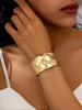 A Women's European and American Style Hammered Texture Wide Open Bracelet, Exaggerated Metallic Gold Bracelet, Niche Design with a Feel, Light - Image 6
