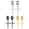 Punk Stainless Steel Frosting Hoop Earrings Design Women Men Pierced Cross Ear Jewelry Accessories Party Dangle Earring - Image 6