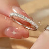 2 pcs Silve Shiny Zircon Stone Ring For Women Engagement Wedding couple rings - Image 6