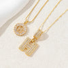 2Pcs Full CZ Zircon Iced Crystal Initial Letter Flower Necklace Women Copper A-Z Alphabet Pendant Couple Jewelry Birthday Gifts - Image 13