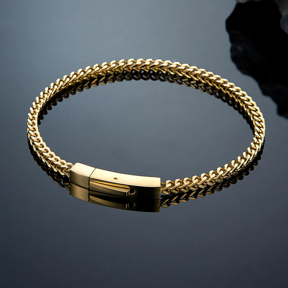 Mens 3MM Byzantine Cuban Link Chain Bracelets Retro Stainless Steel Link Wristband Vintage Jewelry Gift for Him Boy - Image 1