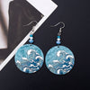 Beach Vacation Style Geometric Round Blue Waves Acrylic Earrings For Women Elegant Casual Charming Ladies Party Jewelry - Image 2