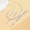 Four-Piece Copper Chain Jewelry Set with Necklace Earrings and Bracelet - Image 4