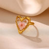 Heart Oval Eternity Flower Ring for Women Stainless Steel Gold Color Open Rings Summer Dopamine Jewelry - Image 10