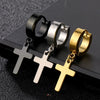 2pc Stainless Steel Men Cross Stars Punk Dangle Earrings Gothic Woman Cross Ear Hoop Earrings Huggies Pendant Piercing Jewelry - Image 1