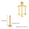 Titanium Hidden Helix Chain Earring 16G Dainty Star Moon CZ Dangle Cartilage Stud Piercing Jewelry - Image 9