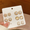 6/10/12 Pcs Simulated Pearl Round Square Stud Earrings Small French Elegant Daity Ear Studs for Women Daily Jewelry Sets F - Image 7