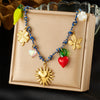 316L Stainless Steel Golden Sun Heart Ocean Multi-Pendant Necklace Women Summer Beach Rope Chain Vacation Jewelry - Image 12