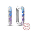 Silver Hoop Earrings Purple Zircon Flowers Butterflies Studs Earring For Women Wedding Engagement Gift - Image 19