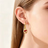 Gold Plated Sacred Heart Drop Earrings For Women Girls Red Cubic Zircon Earring Banquet Party Jewelry 1Pair - Image 2